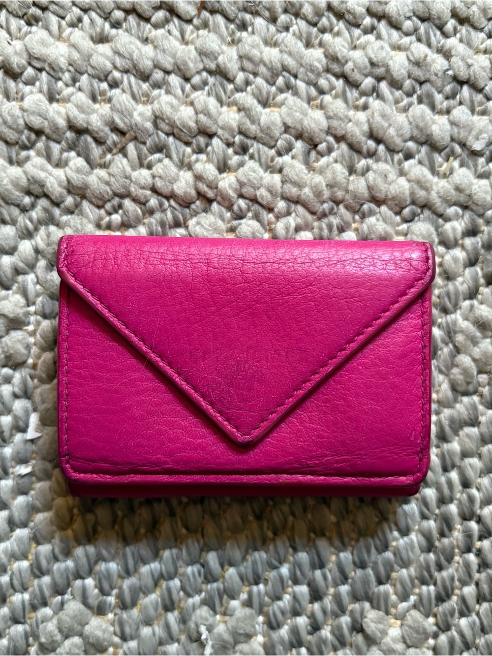 Balenciaga Fuchsia Leather Envelope Card Case